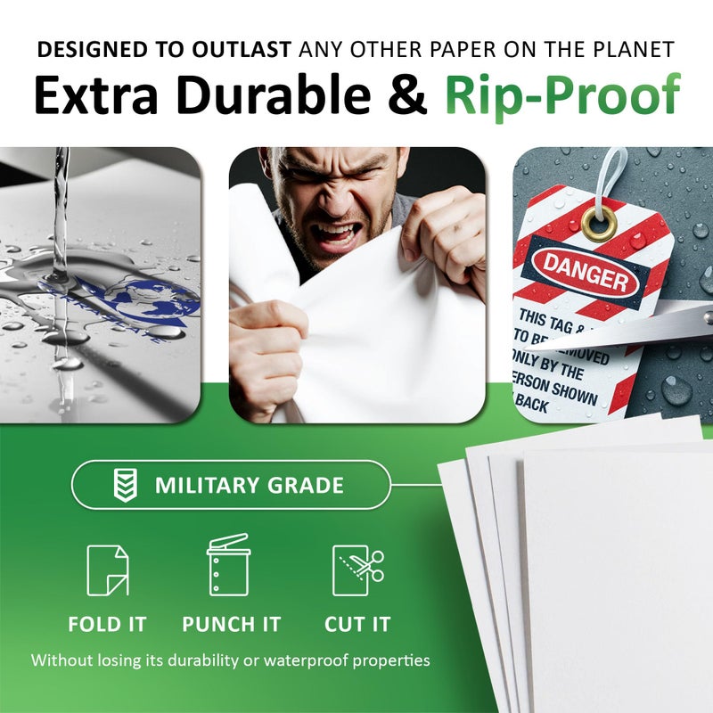 TerraSlate Premium Rain/Weather/Waterproof Paper, 10 MIL 8.5 x 11 Inches, Bright White, Durable Printer Paper (25 Sheets) - Image 3